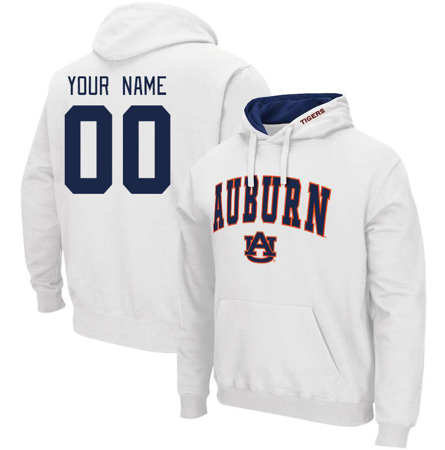 Custom Auburn Tigers Name And Number College Hoodie-White - Click Image to Close